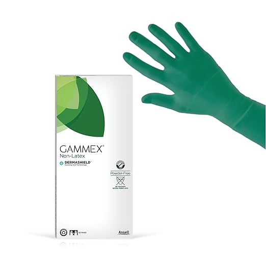 Ansell GAMMEX Non-Latex Micro-Texture Neoprene Surgical Gloves for Healthcare, Size 8 Green (Box of 50)