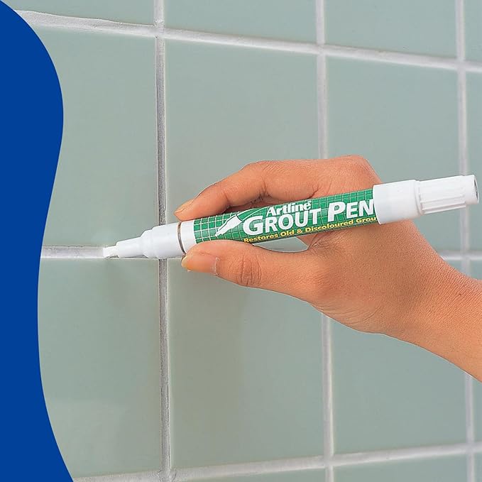 Artline 419 Grout Pen White | Restore Old Grout, Looks Like New | Instant-Drying | Waterproof | Pack of 12 | 2.0-4.0mm Chisel Tip | White
