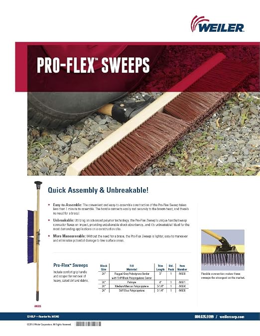 Weiler 44604 Pro-Flex 24" Block Size, Medium Maroon Polypropylene Fill, Sweep