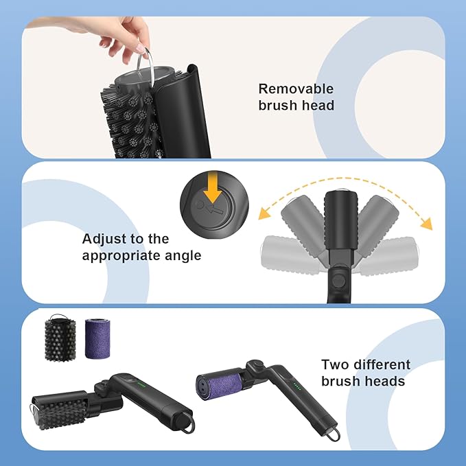 Electric Grill Cleaning Brush,Rechargeable 3-Speed Powerful Grill Brush,Waterproof Design, 180° Adjustable Stainless Steel Replaceable Brush Head,Specially Designed for Outdoor Camping and Barbecuing