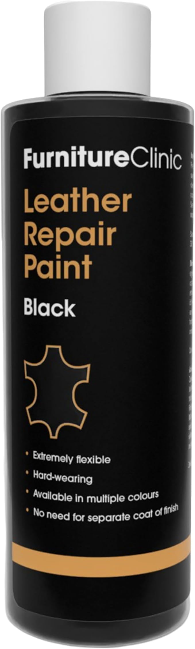 Furniture Clinic Leather Repair Paint | 2-in-1 Seal and Color | Use on Scratches, Tears, and Holes in Car Seats, Furniture | Quick and Easy Leather Repair Kit for Furniture (Black, 250ml / 8.5oz)
