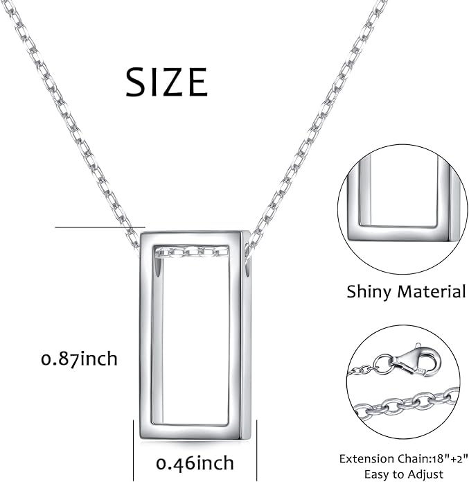 DAOCHONG 925 Sterling Silver Geometric Shapes Necklace Triangle/Rectangle/Rhombus/Circle Pendant Necklace for Women Jewelry Gifts