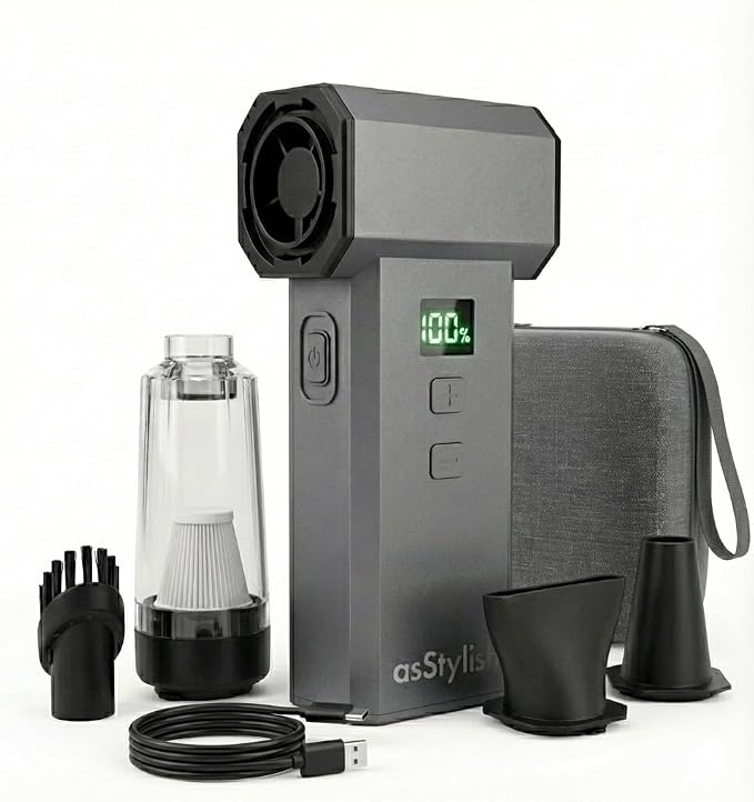 Vortex: 130,000RPM 2-in-1 Handheld Turbo Fan, Air Duster & Mini Vacuum | Brushless Power, 100-Speed Control, LED Display