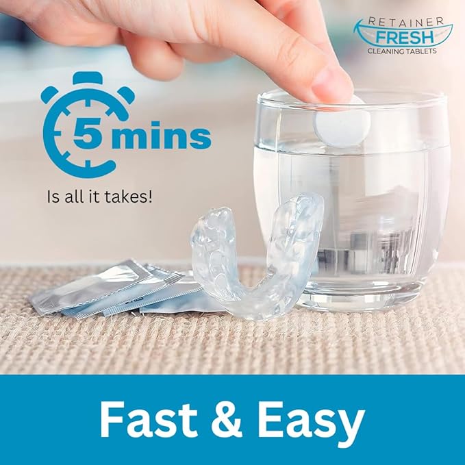 Retainer Cleaning Kit & Tablets - 36 Tablets 1 Month Supply Retainer Fresh, Brite, and Stain-Free - Retainer Cleaner Tablet, Mouth Guard, Dentures, Aligners
