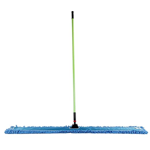 Restaurantware-Clean Tek Professional 59.84 x 5 Inch Dry Floor Mop, 1 Reusable Dust Mop - 64-Inch Handle, Secure Attachment, Blue Microfiber, Machine Washable, for Floor, Cleaning Home Or Office