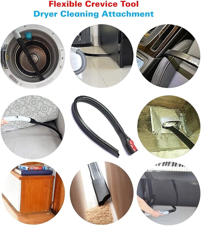 Dyson Vacuum Attachments and Motorized Brush Head for V7 V8 V10 V11 V15 – Replacement Accessories Kit with Dryer Vent Cleaner, Flexible Hose & Anti-Tangle Power Head for Pet Hair, Home & Car Clea
