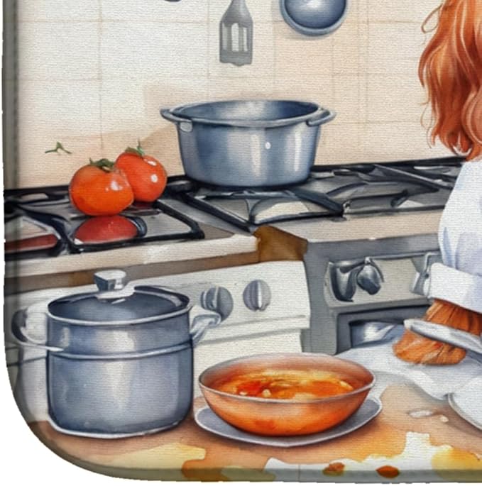 Caroline's Treasures DAC6227DDM Cavalier Spaniel The Chef Dish Drying Mat Absorbent Dish Drying Mat Pad for Kitchen Counter Dish Drainer Mat for Countertop, 14 x 21", Multicolor