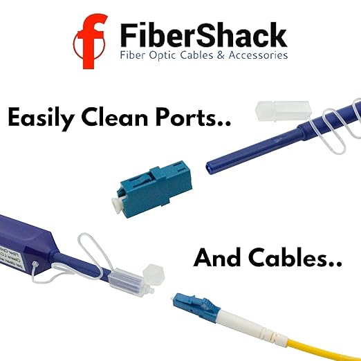 Fibershack - 1.25mm LC Fiber Cleaner Pen. 800+ Single Click Fiber Cleaner. LCUPC Optical Connector Cleaner & Endface Cleaning Pen Comes with Damage Protection Case & Dust Caps