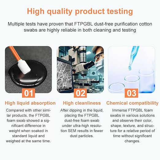 400pcs Foam Cleaning Swabs,Professional Lint Free Sponge Tip Lab Swab for Printer, Gun, Optics Lens, Camera, Arts and Crafts, Automotive Detailing