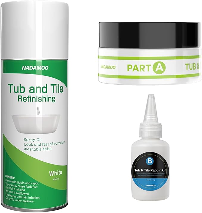 NADAMOO Tub and Tile Repair Kit + Spray Paint （1 can）
