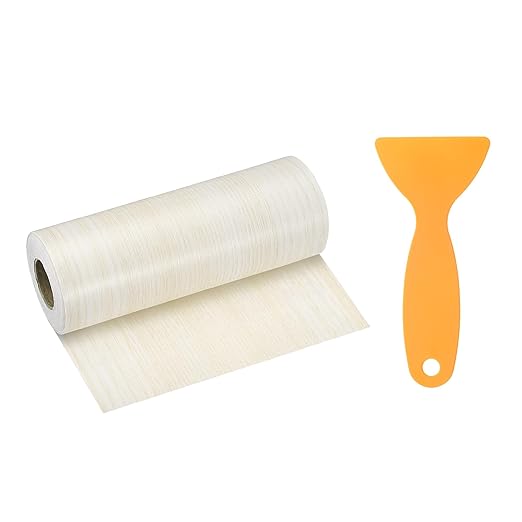HARFINGTON Wood Grain Repair Tape 6 Inch x 33ft Self Adhesive Repair Patch Tape Simulated Wooden Floor Tapes with Plastic Scraper for Tables Doors Windows Furniture, White Poplar