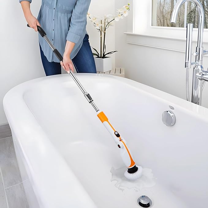 Electric Spin Scrubber with Extendable Handle & 4 Adjustable Angles, High-Speed Cleaning Brush for Versatile Deep Cleaning, Perfect for Bathroom, Shower, Tub, Tiles & Floors