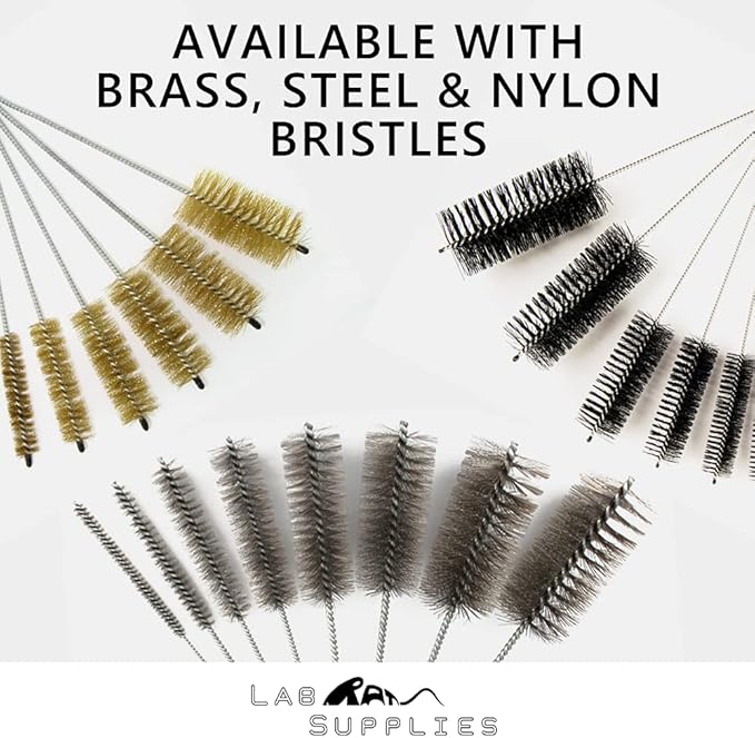 12 Inch Pipe Cleaning Brush Set with Stainless Steel Bristles, 8 Piece Variety Pack | for Auto Parts, Bottles, Guns, Tubes, etc.