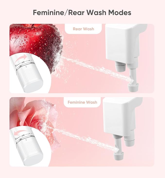 Ultra-Slim Bidet Attachment, Posterior&Feminine Wash-(Retractable Dual Nozzles), Non-Electric Bidet Attachment for Toilet Seat, Adjustable Fresh Cold Water Pressure, Stainless Steel Inlet (White)