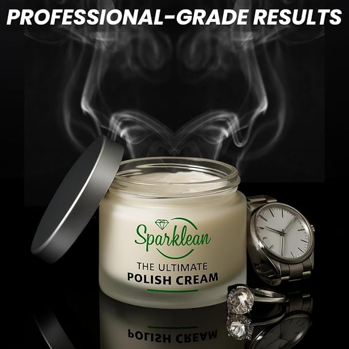 SPARKLEAN Jewelry & Watch Polishing Cream · Silver Polish + Tarnish Remover · Mirror Shine on Solid Gold, Sterling, Brass, Copper, Chrome, Stainless · Made in USA Since 2000 (2 oz)