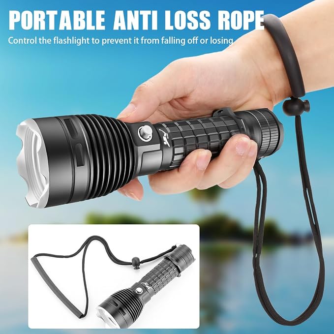 3000LM Diving Flashlight IPX8 Waterproof Scuba Light 3 Modes Rechargeable Underwater Light for Snorkeling, Ideal Gift for Divers and Underwater Sports Enthusiasts