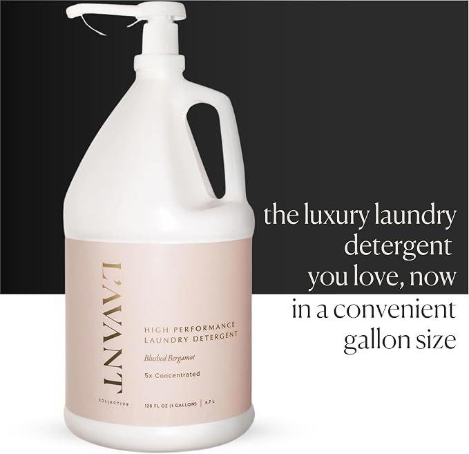 L'AVANT Collective Luxury Laundry Detergent | Bulk 1 Gallon | Blushed Bergamot | Natural Non-Toxic Liquid Laundry Soap with Enzymes | Plant-Based, 5x Concentrated, HE Compatible | 128 oz