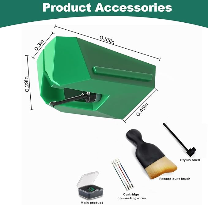 AT-VMN95E Replacement Stylus for Audio-Technica VM95 Series - Carbon Fiber Needle Tip, Compatible with AT-VMN95C/95E/95EN/95ML/95SH/95SP Cartridges, Includes Stylus Brush & Record Cleaner Tool Kit
