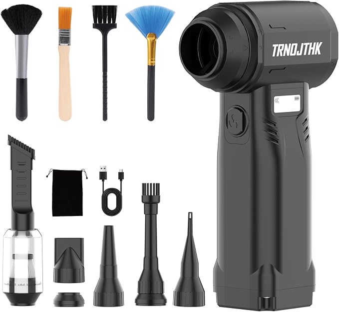 Compressed Air Duster, 150000RPM Cordless Electric Air Blower & Vacuum with LED Light,10-Speed Adjustable & Rechargeable air Blower – air can Duster for Computer,Keyboard,Car, Outdoor, Air Bed