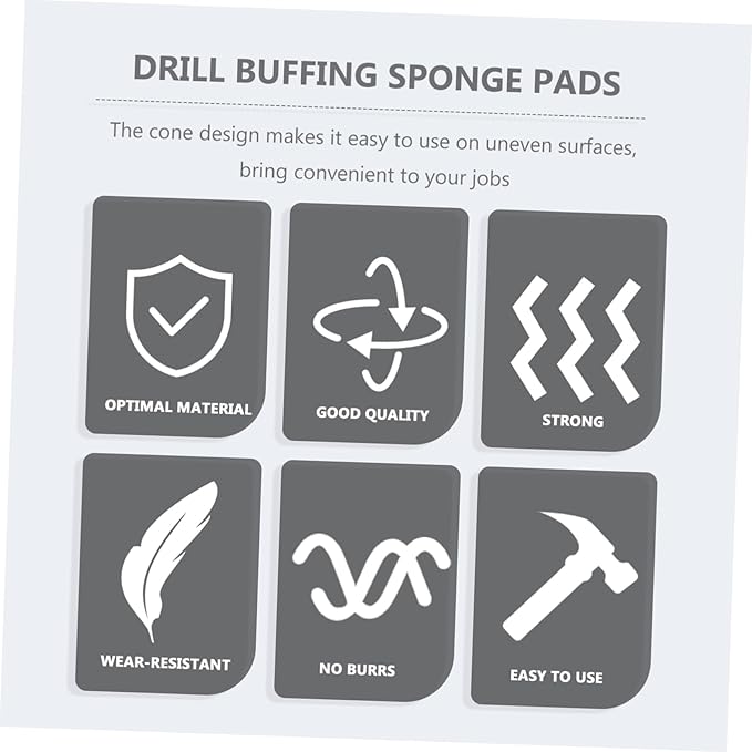 Unomor 12pcs Drill Buffing Sponge Pads for Auto Wheel Polishing Polishing Cone for Car Motorcycle and Boat Detailing Yellow