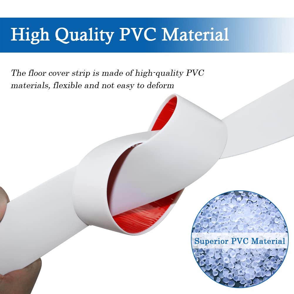 Floor Transition Strip Self Adhesive Floor Cover Strips Laminate 3" Wide Vinyl Flat Divider Transitions (7.5cm, 10Ft, White)