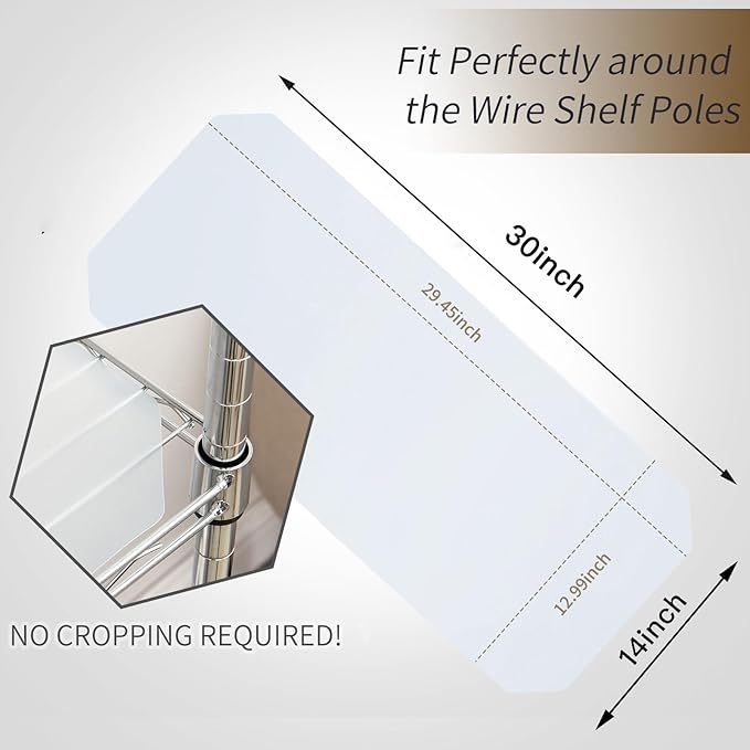 Poofzy Wire Shelf Liner 14" X 30", Non-Adhesive Plastic Shelf Liners for Wire Shelving, Waterproof Protector Mats (5PK, Clear)