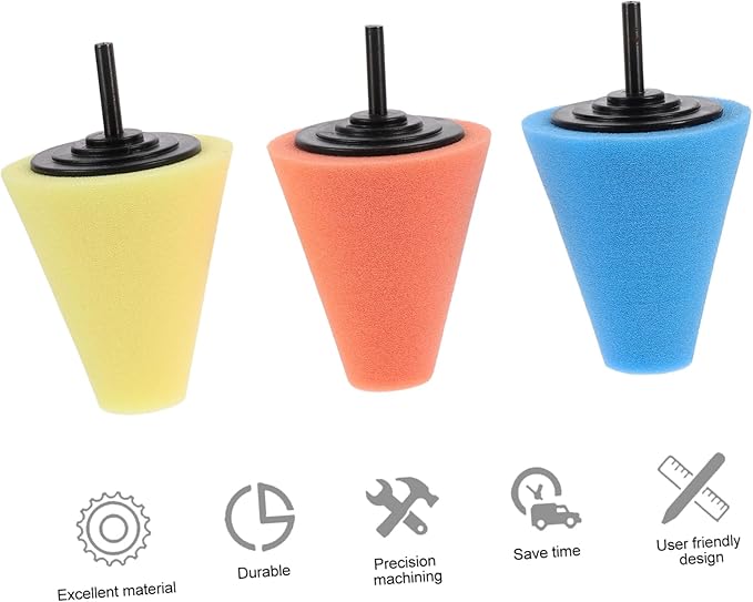 Unomor 6pcs Car Wheel Polishing Sponge Pads Cone Buffing Pads for Auto Detailing for Rims and Hard Reach Areas Reusable and Washable Polishing Tools