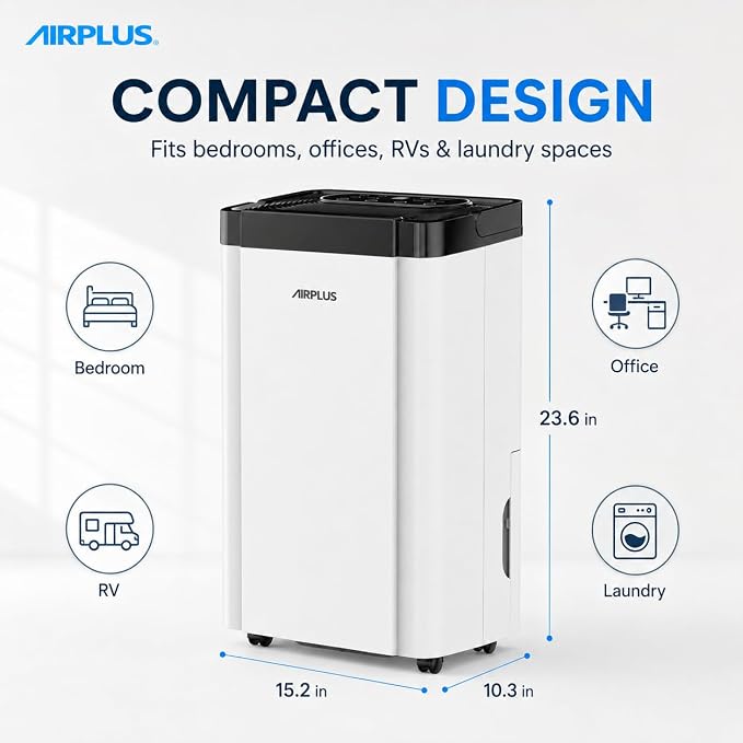AIRPLUS 5000 Sq. Ft Dehumidifier for Home and Basement, 80 Pint Portable Dehumidifiers with Drain Hose for Large Room, Quiet Sleep Mode Dehumidifier for Bedroom, RV De humidifier for Inside Camper