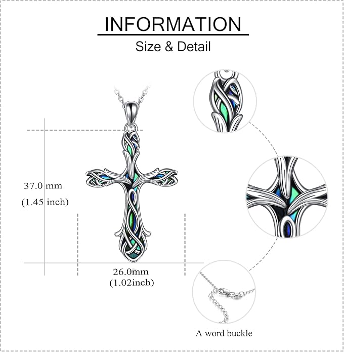 ONEFINITY Religious Cross Pendant Necklace Sterling Silver Origami Cross Pendant Gifts for Women Men Jewelry
