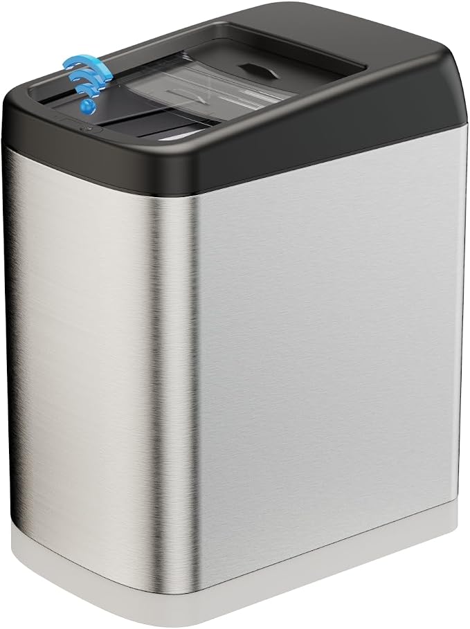 ELLO&ALLO 50 Liter 13 Gallon Touchless Rectangular Automatic Motion Sensor Trash Can for Kitchen, Brushed Stainless Steel Finish