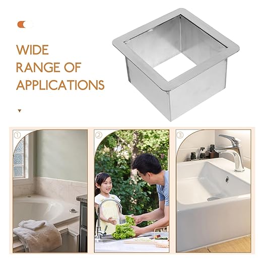 STOBAZA 6.3 Inch Square Drop-in Trash Chute, 304 Stainless Steel Built-in Countertop Trash Can Grommet for Kitchen Waste Bin, Rustproof & Easy-Clean Insert for Seamless Cabinet Design