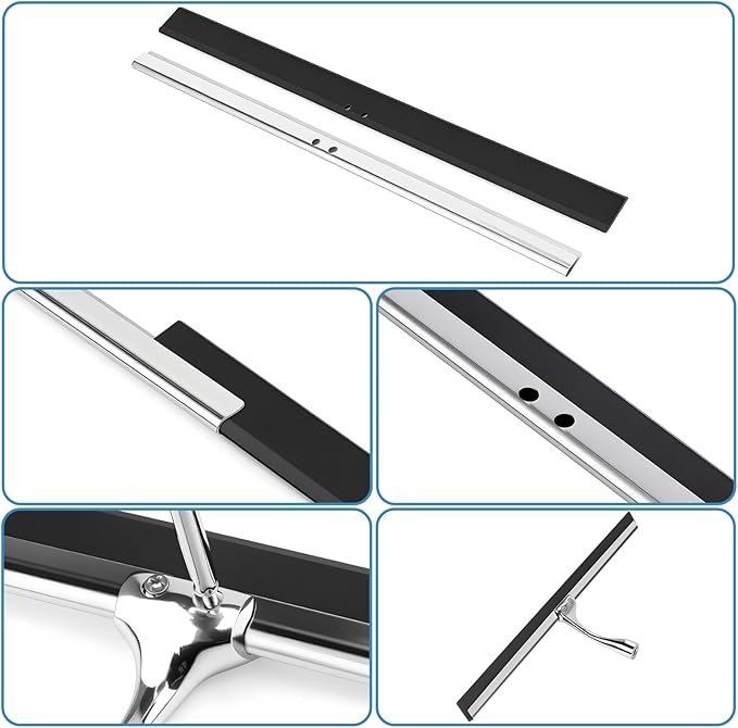 Squeegee Replacement Head for Window Cleaning, Suitable for Windows, Glass Doors, and Mirrors, Shower Scraper Cleaner (Replacement Head Only)
