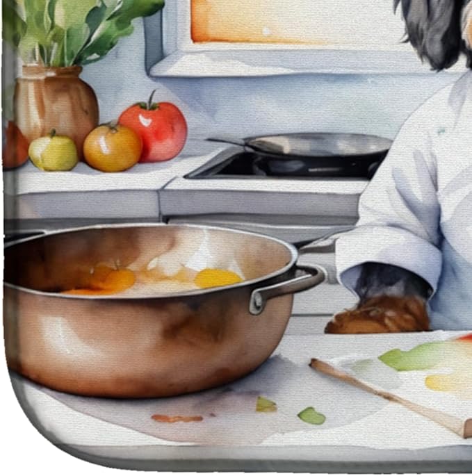 Caroline's Treasures DAC6205DDM Bernedoodle The Chef Dish Drying Mat Absorbent Dish Drying Mat Pad for Kitchen Counter Dish Drainer Mat for Countertop, 14 x 21", Multicolor