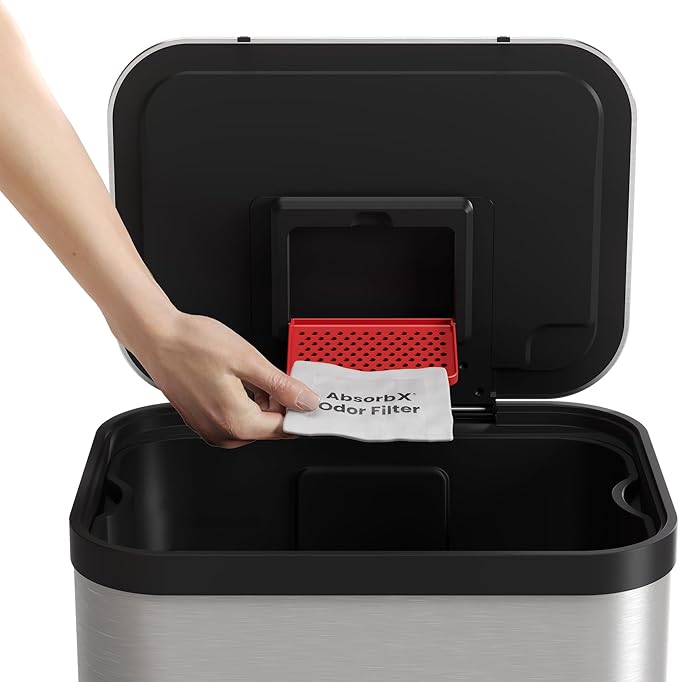 iTouchless AbsorbX 3-Pack Trash Can Odor Filter - Natural Activated Charcoal Deodorizer for Kitchen, Nursery & Compost Bins - Fits 8 Gallon & Larger iTouchless Cans