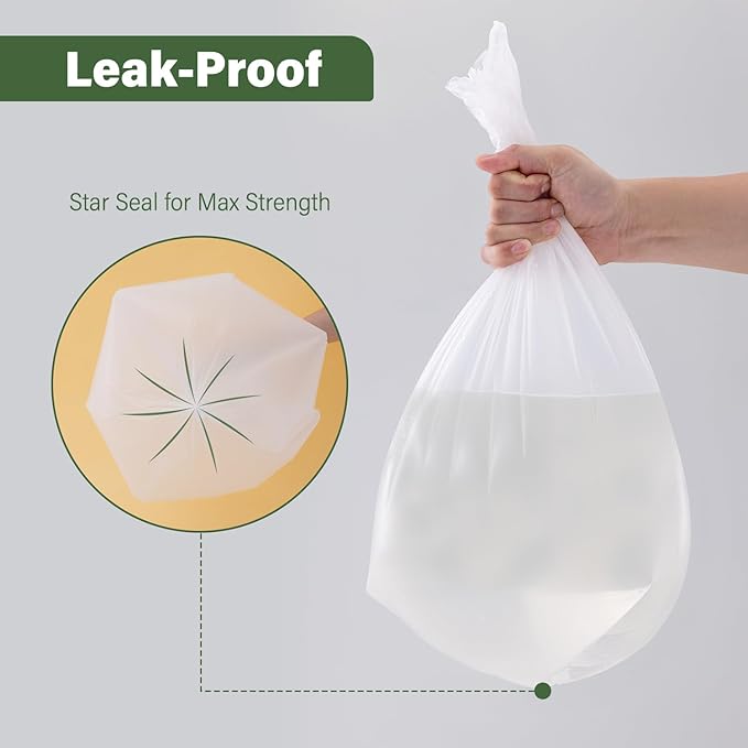 Jaoul Garbage Bags 13 Gallon Tall Kitchen, Extra Strong Kitchen Trash Bags, 0.97 Mil Thicken Garbage Bags, Large Lawn Trash Can Liners Unscented (White, 260 Counts)