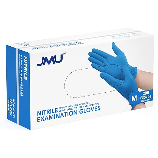 JMU Blue Nitrile Gloves Medium, 200 Count Disposable Medical Exam Gloves, 3.5 Mil, Latex Free & Powder Free