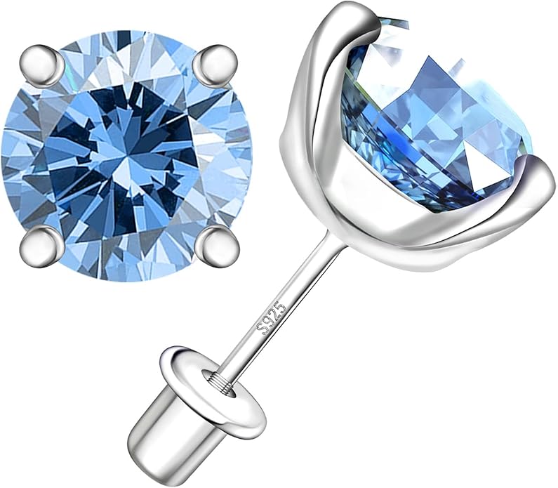 Moissanite Screw Back Earrings Studs - 0.2CT-4CT Moissanite Earrings for Women 925 Sterling Silver Piercing Real Colorful Moissan Hypoallergenic Jewelry Ear Stud Gifts