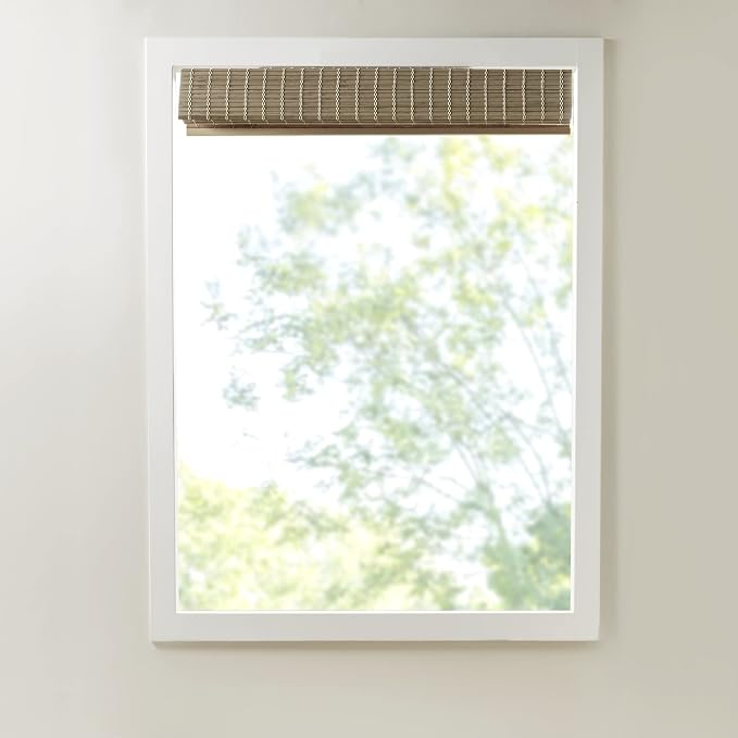 Madison Park Eastfield 100% Bamboo Cordless Roman Shades-Woven Wooden Privacy Panel, Light Filtering Easy Installation Window Blind Treatment, Bedroom, Living Room Decor, 35" W x 64" L, Natural Ash