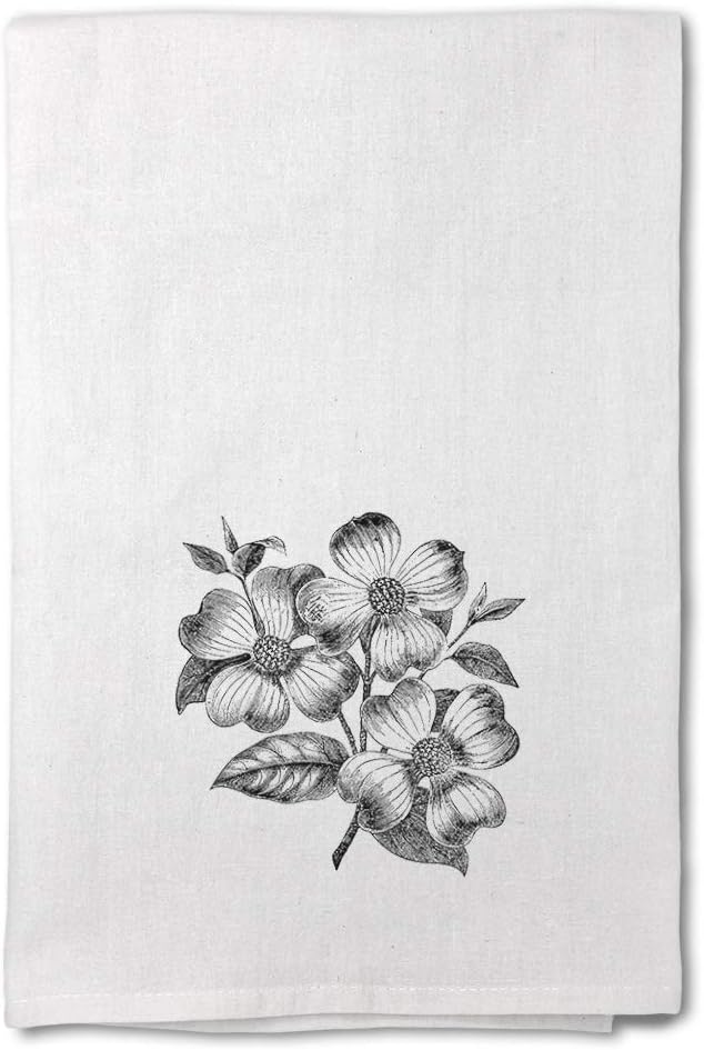 Custom Decor Flour Kitchen Towels Dogwood Flowers Vintage Look Nature & Plants Nature Flowers & Plants Cleaning Supplies Dish Towels Design Only