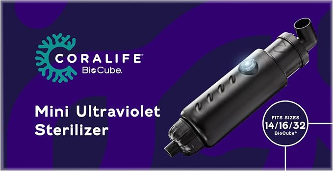 Coralife Aquarium Fish Tank Marine Salt Water Turbo-Twist UV Sterilizer, Mini, For BioCubes