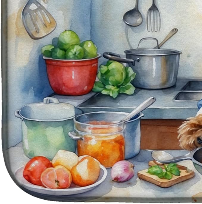 Caroline's Treasures DAC6222DDM Brussels Griffon The Chef Dish Drying Mat Absorbent Dish Drying Mat Pad for Kitchen Counter Dish Drainer Mat for Countertop, 14 x 21", Multicolor