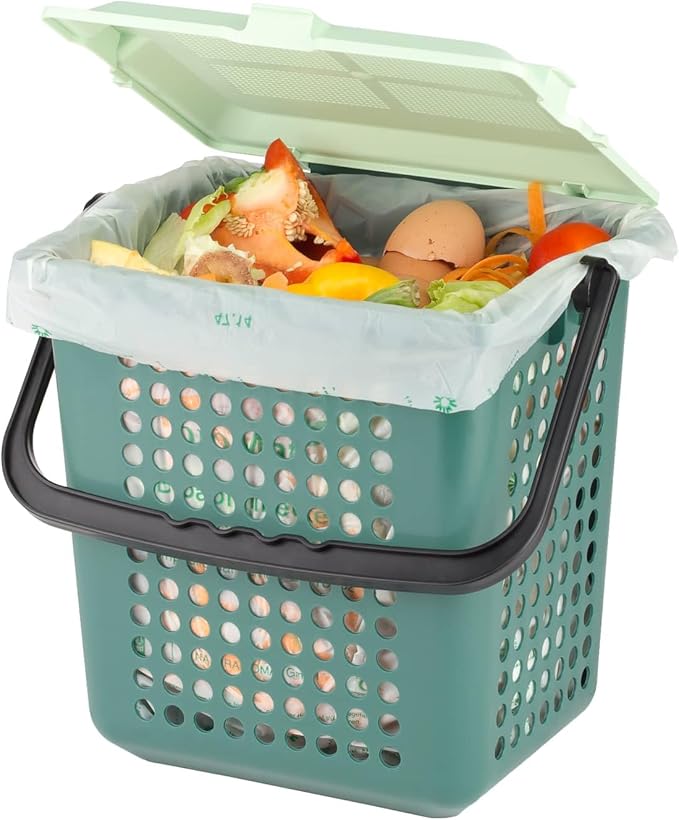 bioMat AirBox Compost Bin for Countertop with 2.6 Gallon Food Waste Bags (125 Bags), BPI Certified