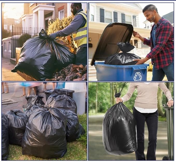 30-33 Gallon 200 Counts Large Black Trash Bags All Purpose Garbage Bags by Teivio, Large Trash Can Liners for Home, Kitchen, Office, Light Residential or Commercial Waste, Outdoor Lawn and Leaf Bags