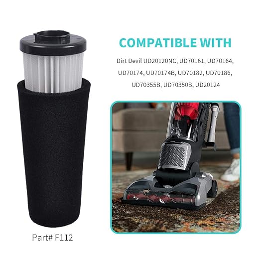 4 Pack F112 Filter Replacement & 2 Pack Style 4&5 Belt Compatible with Dirt Devil UD70161, UD70167, UD70181, UD70185 Power Max Upright Vacuum