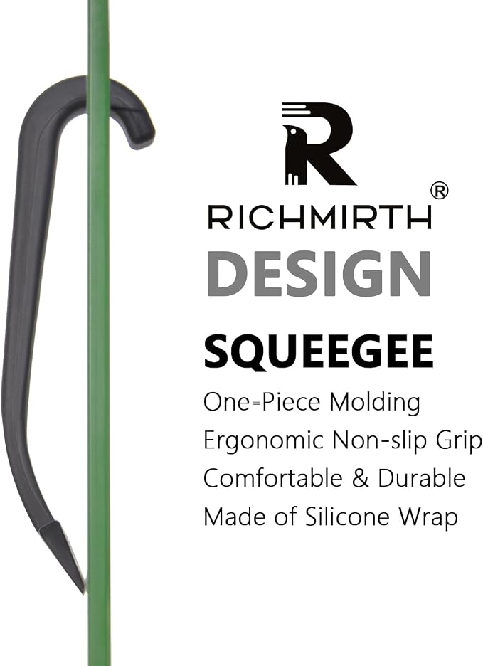Shower Squeegee for Glass Doors – 10" Silicone Squeegee with Built-in Hook, One-Piece Seamless Design, Streak-Free & No-Scratch Window Cleaner for Bathroom, Mirrors & Tiles Black
