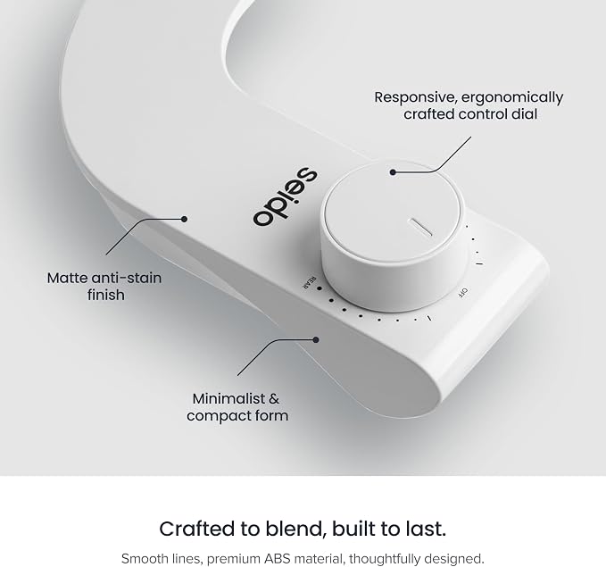 seido Origin 1.0 - Ultra-Slim Non-Electric Bidet Attachment for Toilet – Dual Nozzle, Adjustable Water Pressure, Easy DIY Installation, Self-Cleaning Sprayer, Eco-Friendly Design (White)