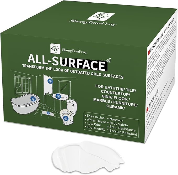 Ceramic tub and tile Paint Refinishing Kit Bathtub Bathroom wall Paint floor, Easy of Usecountertop sink,Ceramic walls in the bathroom rproof Kitchen Countertop, Low Odor(White 50-60sq.ft)