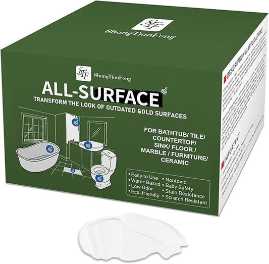White Ceramic Tub and Tile Refinishing Kit - Bathtub, Bathroom Wall, Countertop Sink Paint Resurfacing - Waterproof, Low Odor (White, 32 Oz/50-60 sq.ft)