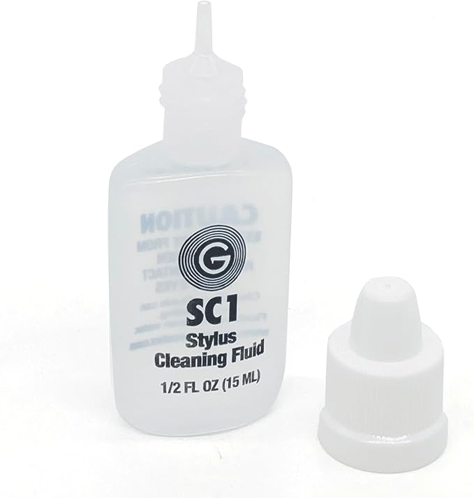 GrooveWasher SC1 Stylus Cleaning Kit to Clean LP Record Player Cartridge Needle – Anti-static Easy-Grip Brush + Stylus Cleaning Solution