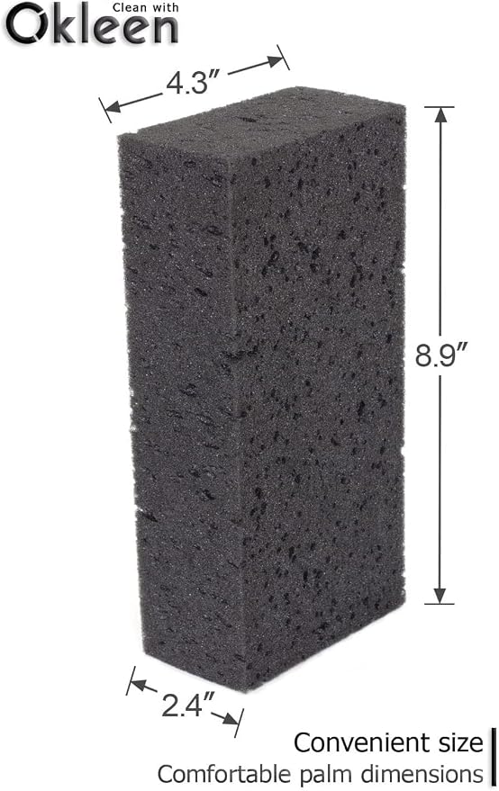 Big Sponge. Made in Europe. 3 Pack, Black. 8.9x4.3x2.4 Inch Extra Large Odorless Commercial Sponge for All Purpose Cleaning